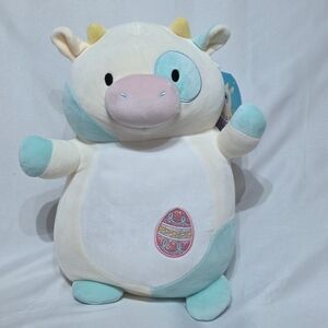 Belana 14" Easter Egg Belly Hugmees Blue Squishmallows cow stuffed animal